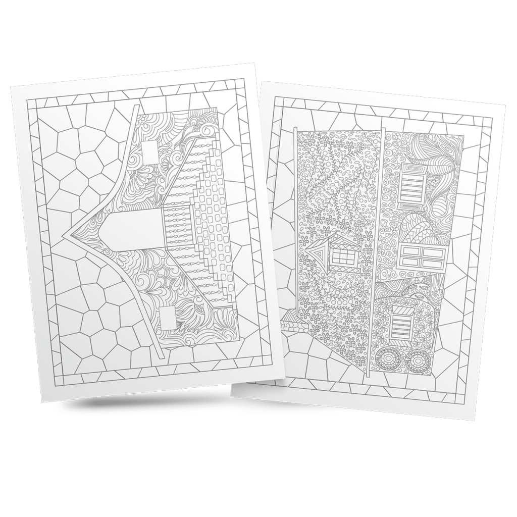 Stained Glass House Coloring Book