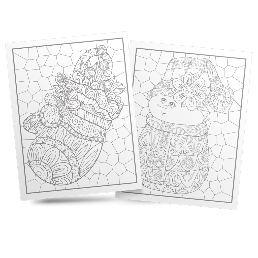 Stained Glass Christmas Coloring Book for Seniors