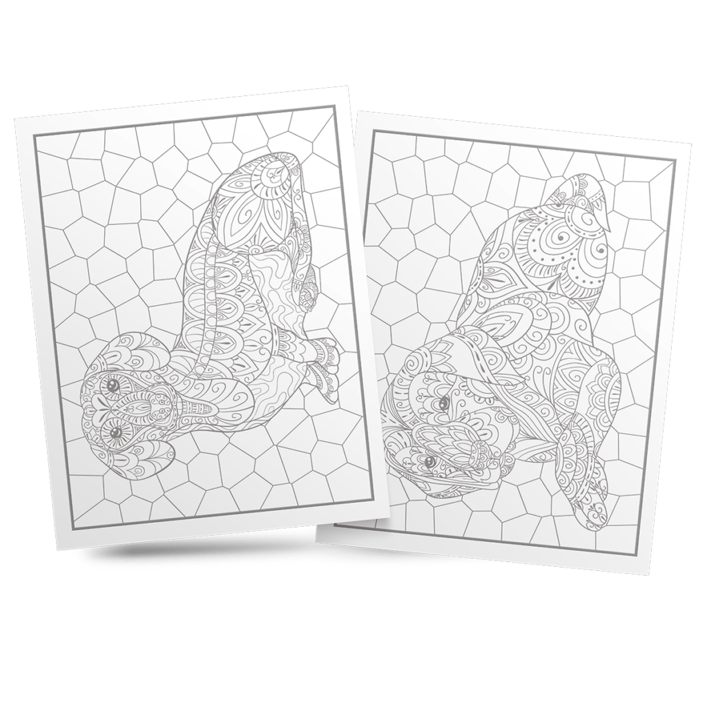 Stained Glass Dog Coloring Book for Seniors