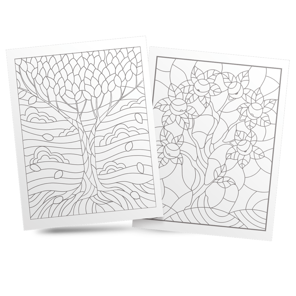 Stained Glass Tree Coloring Book