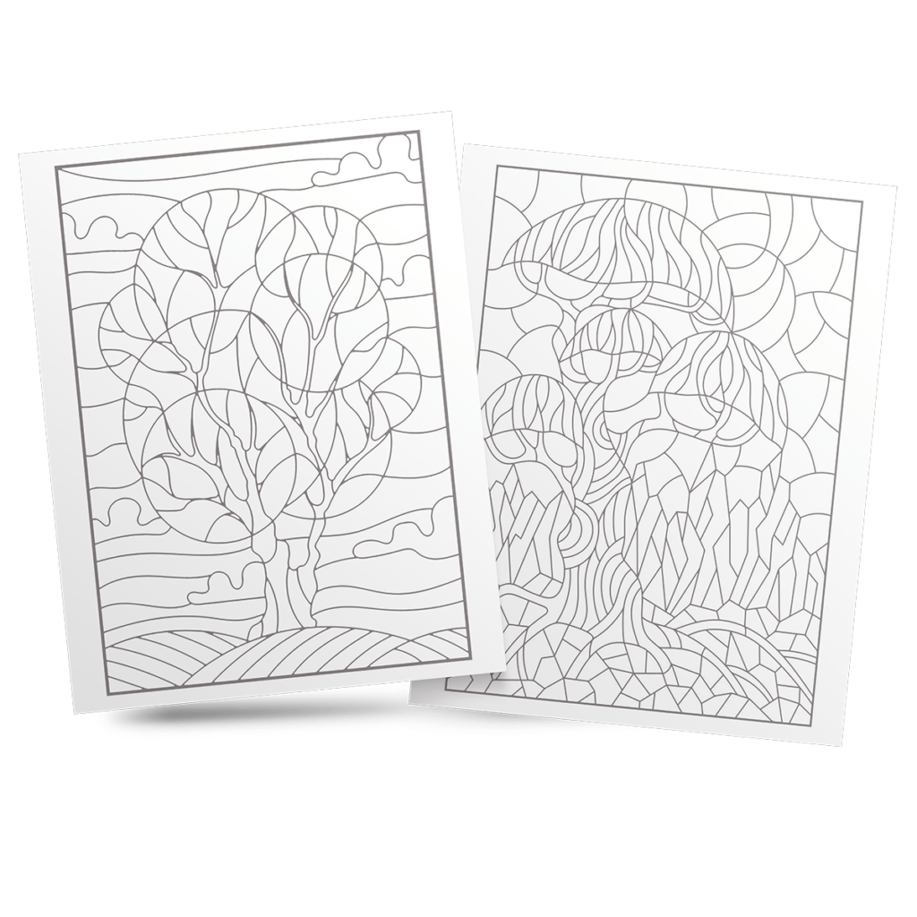 Stained Glass Tree Coloring Book