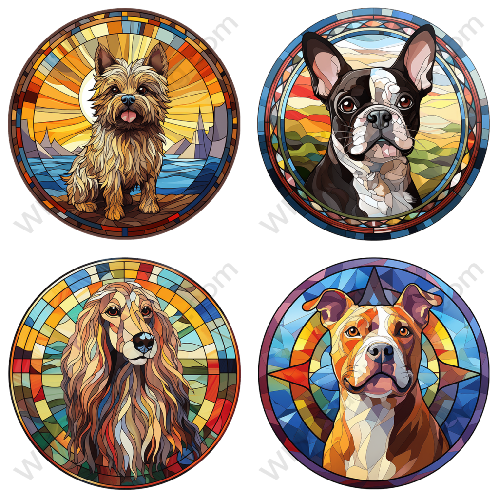 Stain Glass Dogs Set 1