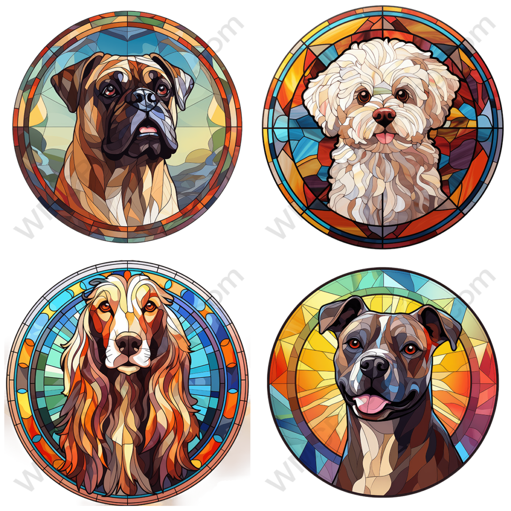 Stain Glass Dogs Set 1