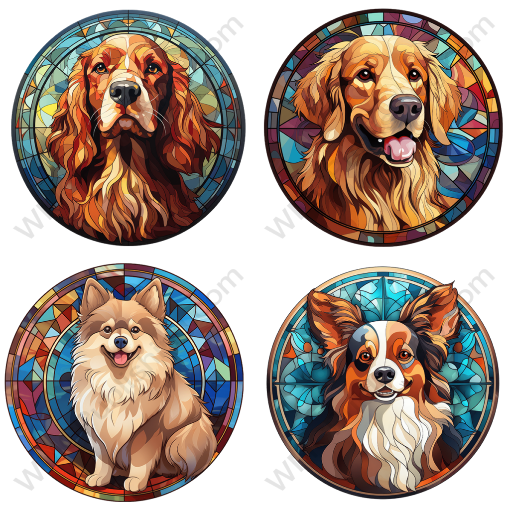 Stain Glass Dogs Set 2