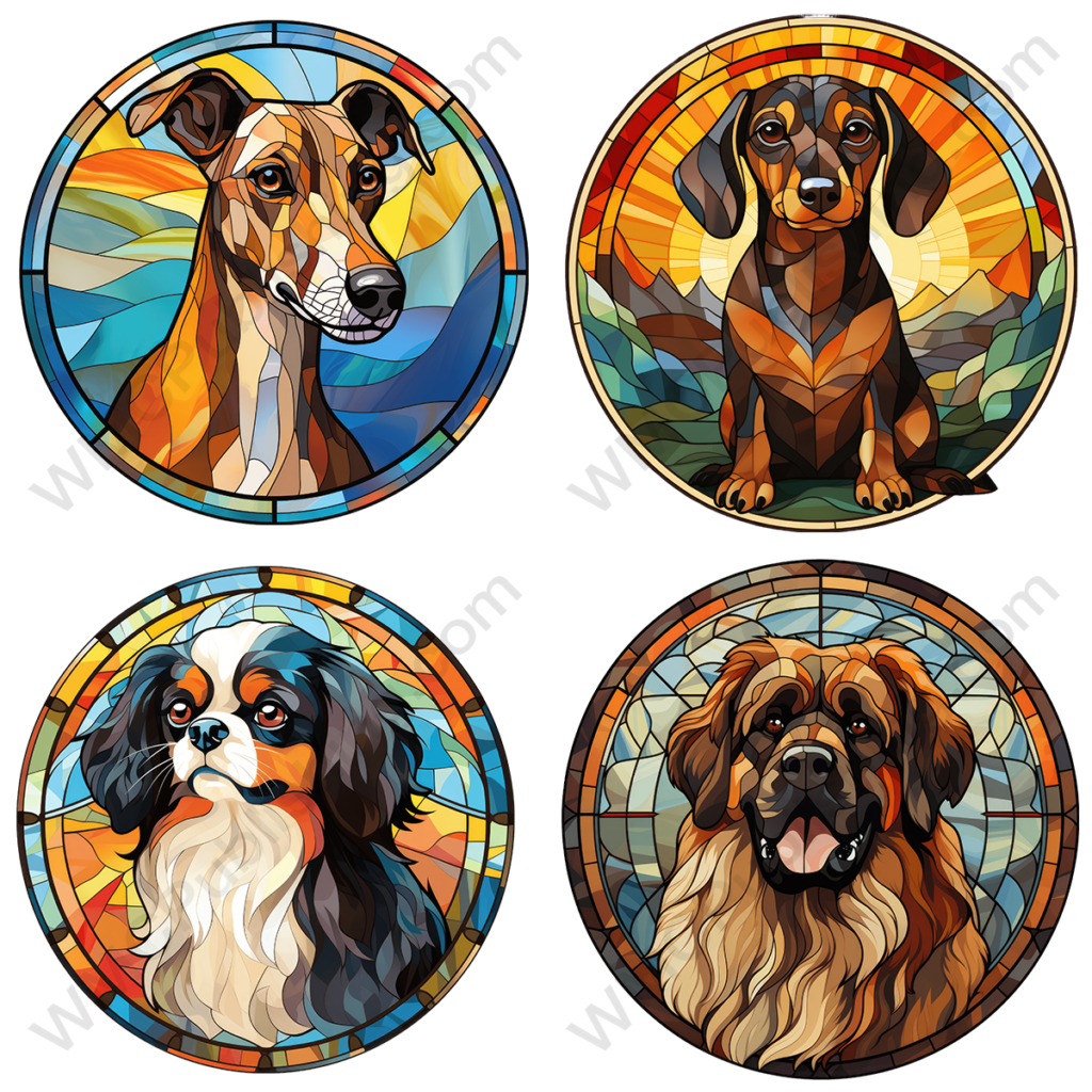 Stain Glass Dogs Set 2
