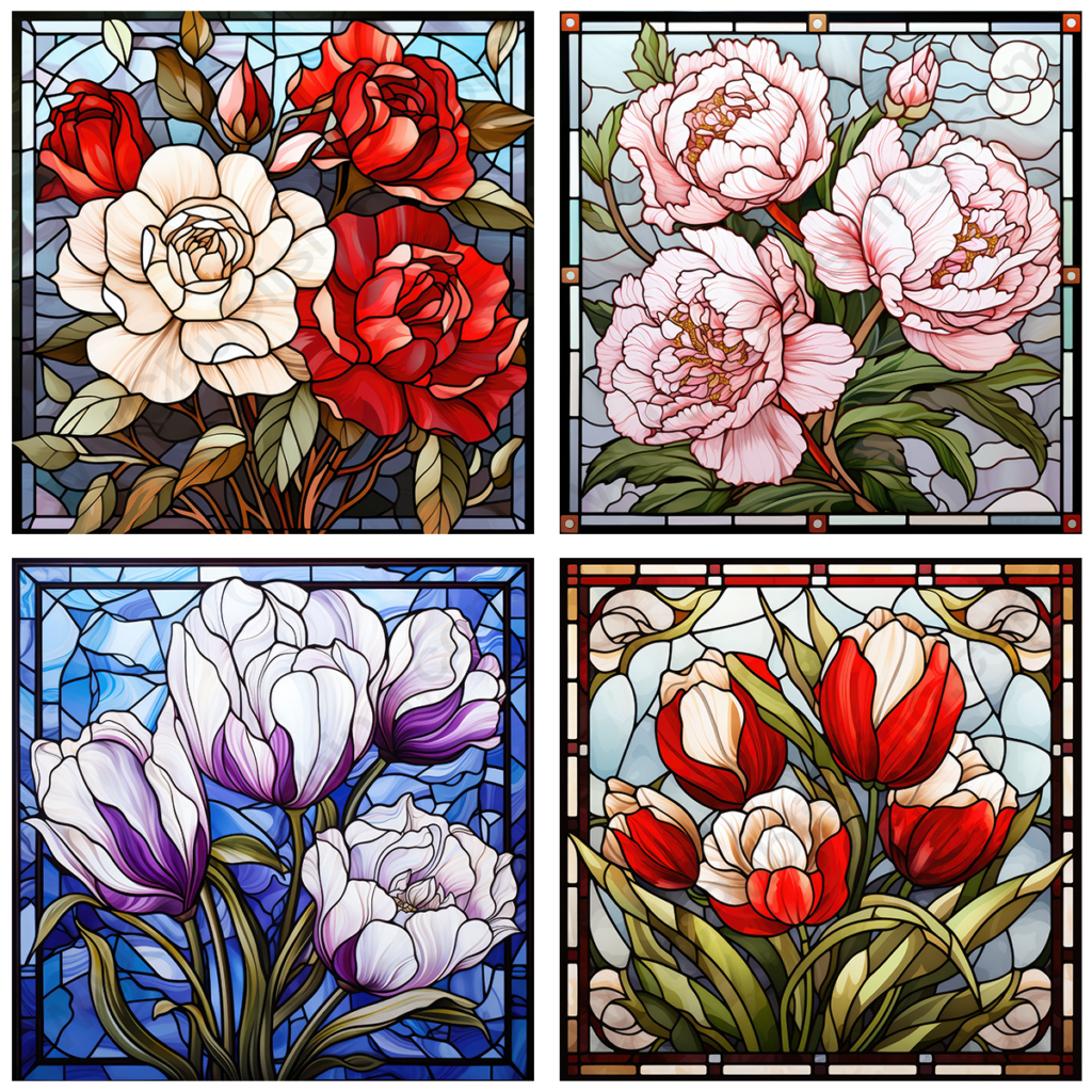 Stain Glass Flowers Set 1