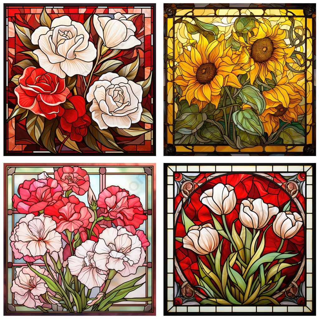 Stain Glass Flowers Set 1