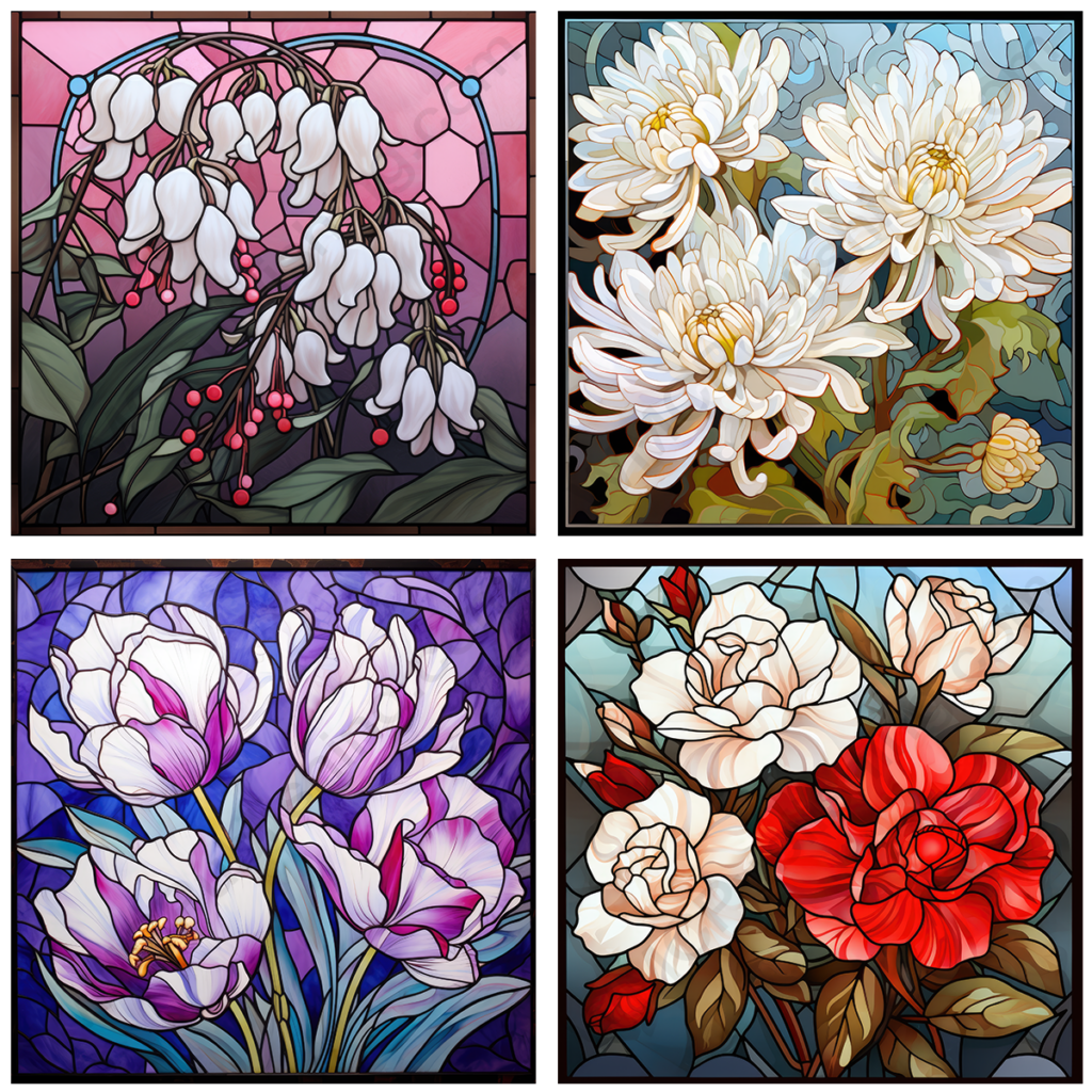 Stain Glass Flowers Set 5