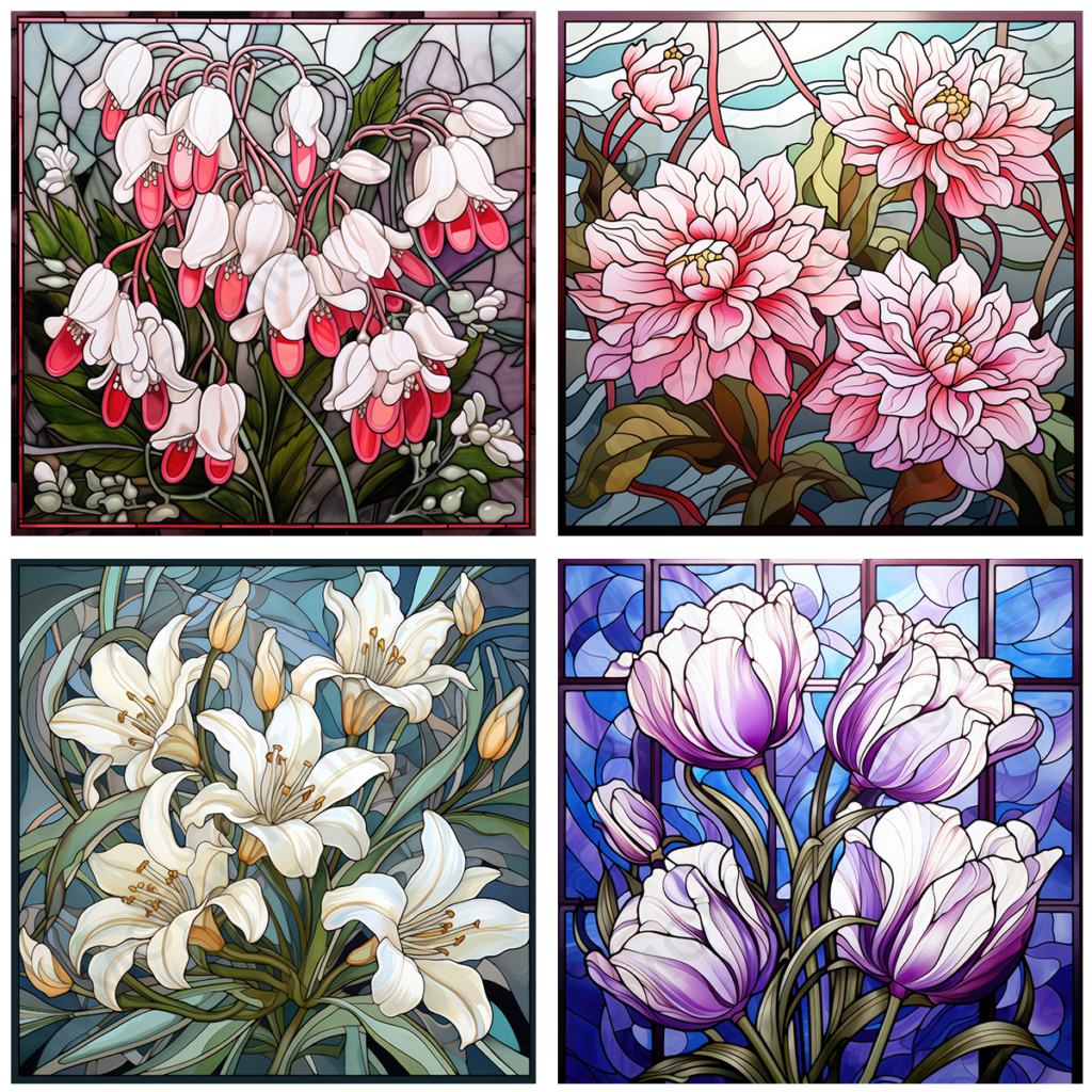 Stain Glass Flowers Set 5