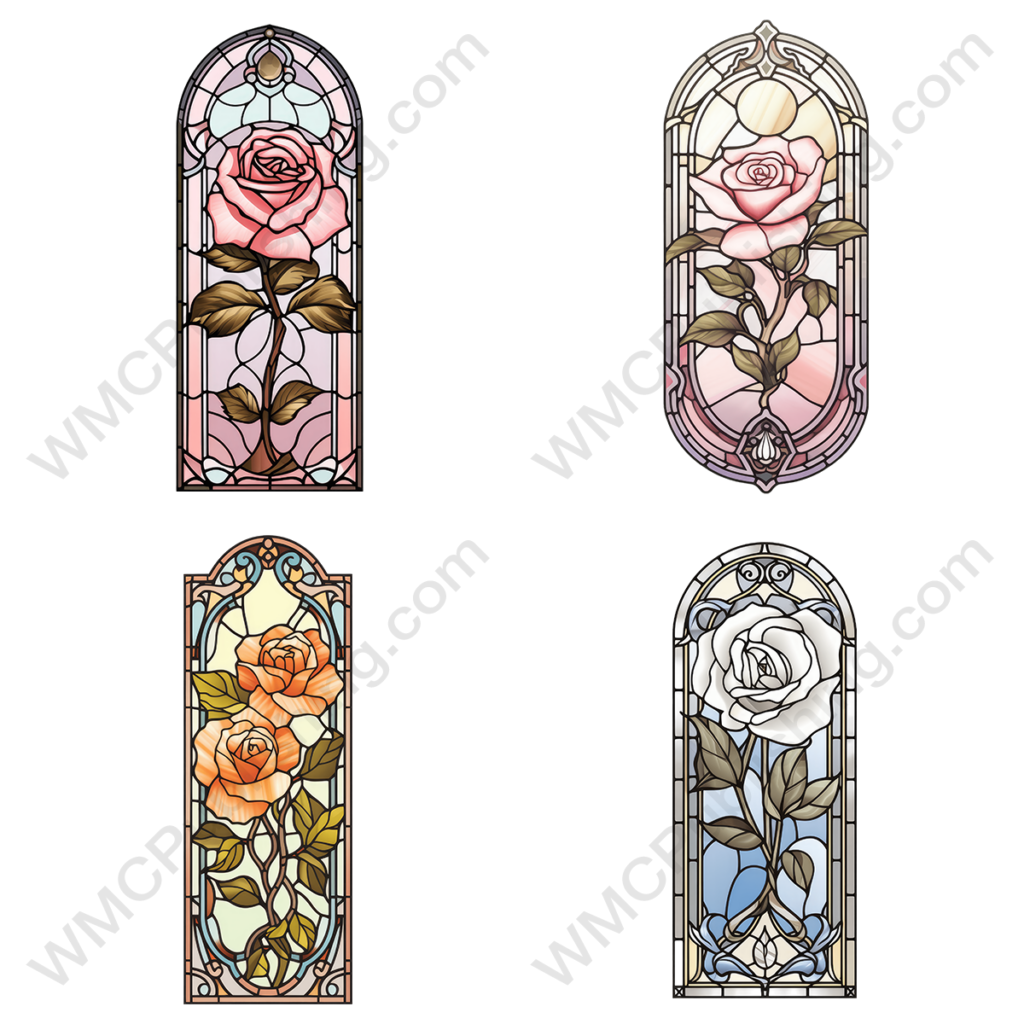 Tall Stained Glass Flower Windows