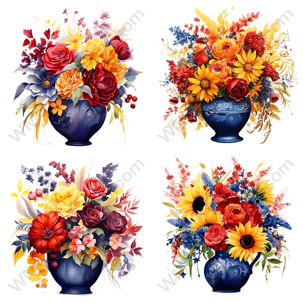 Vase of Watercolor Flowers