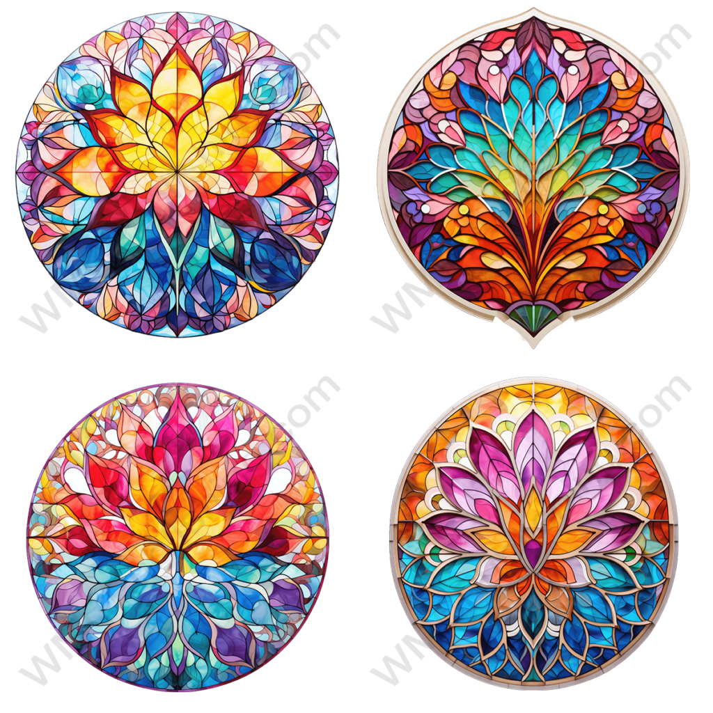 Vibrant Stained Glass Windows Set 3