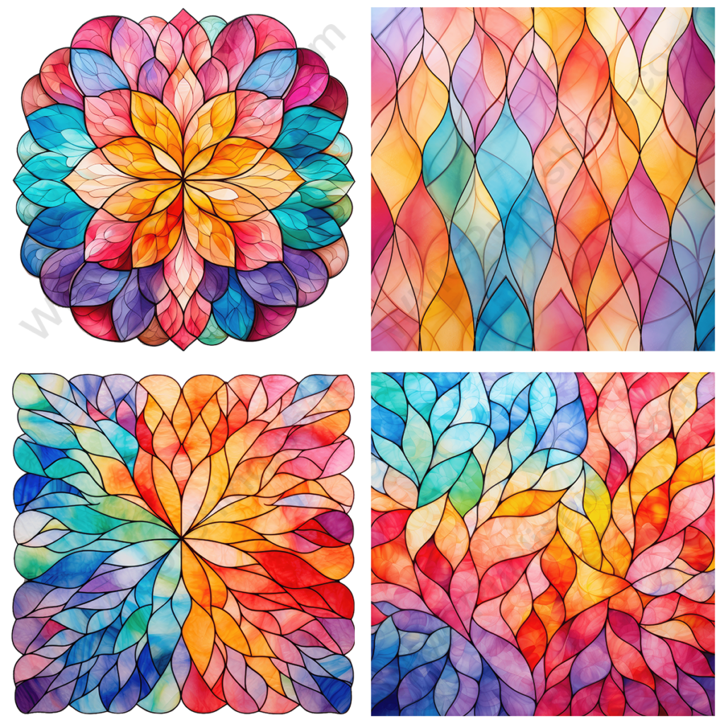 Vibrant Stained Glass Windows Set 5
