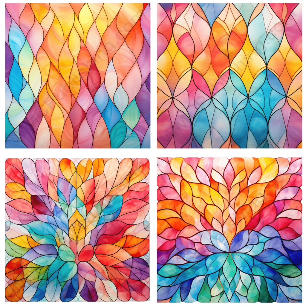 Vibrant Stained Glass Windows Set 5