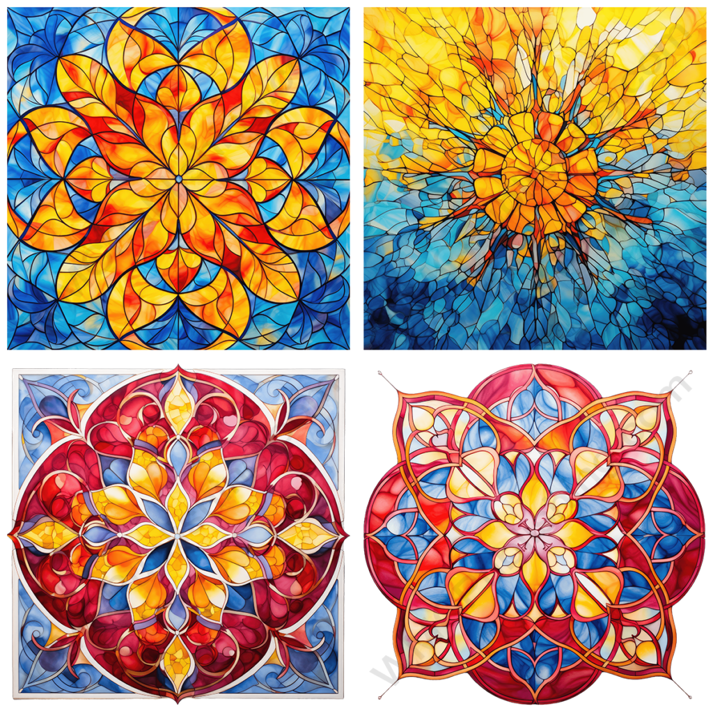 Vibrant Stained Glass Windows Set 6