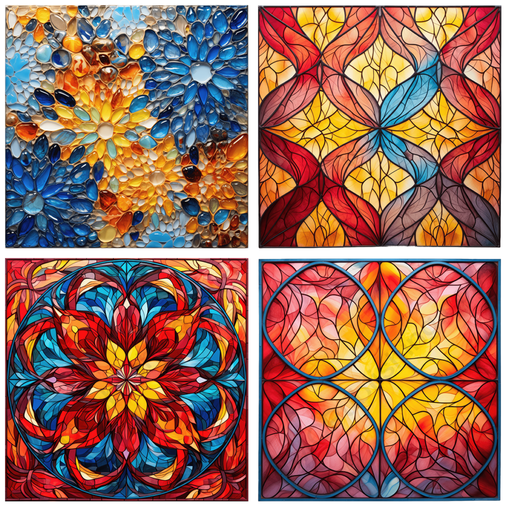 Vibrant Stained Glass Windows Set 6