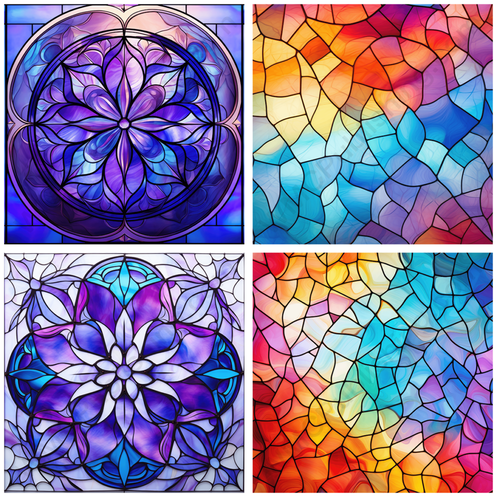 Vibrant Stained Glass Windows Set 7