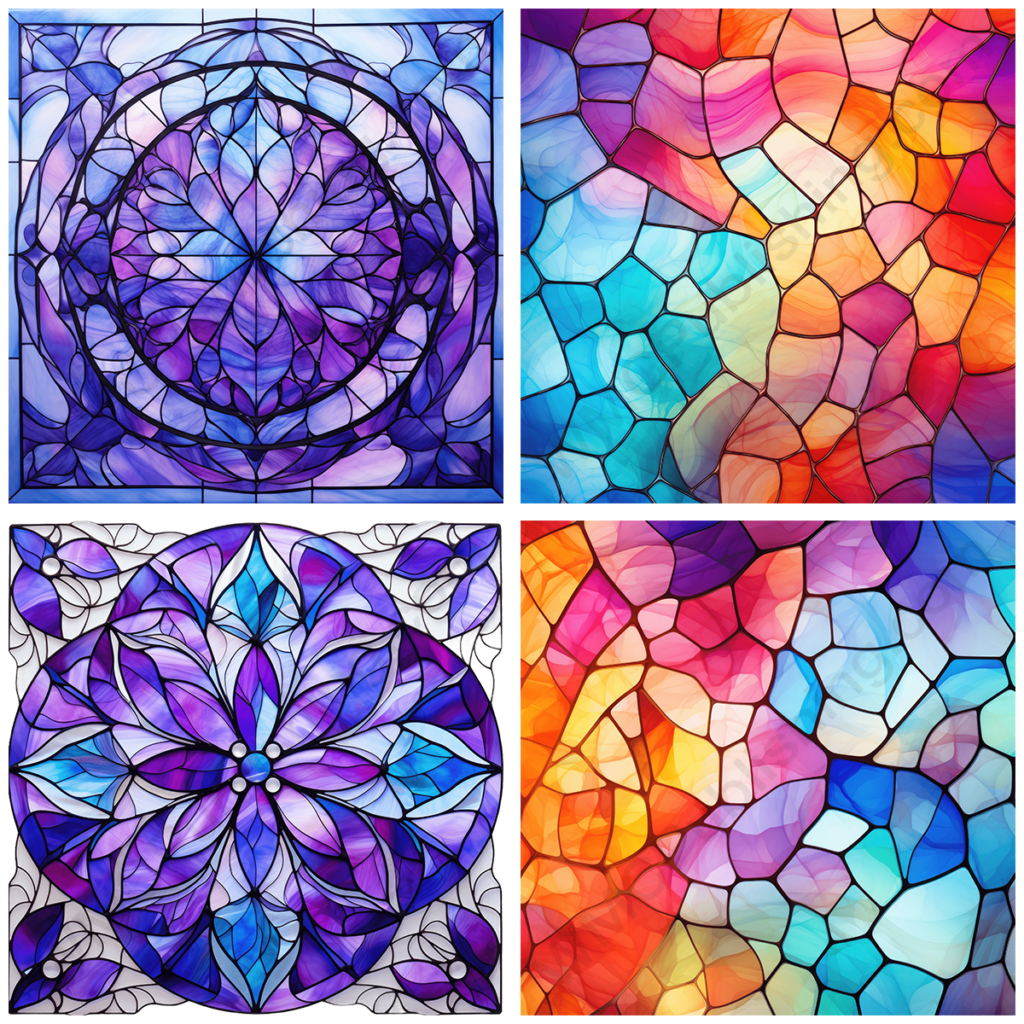 Vibrant Stained Glass Windows Set 7