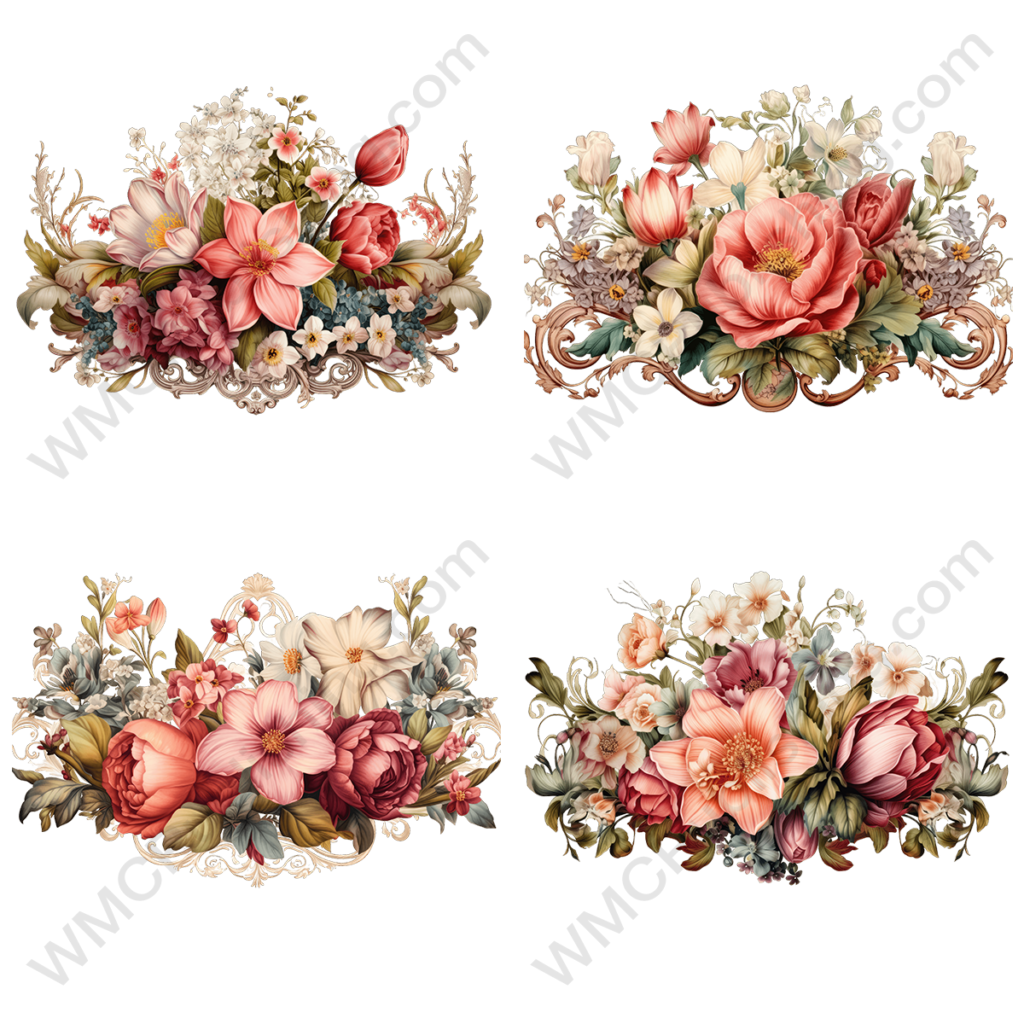 Victorian Watercolor Flowers Set 1