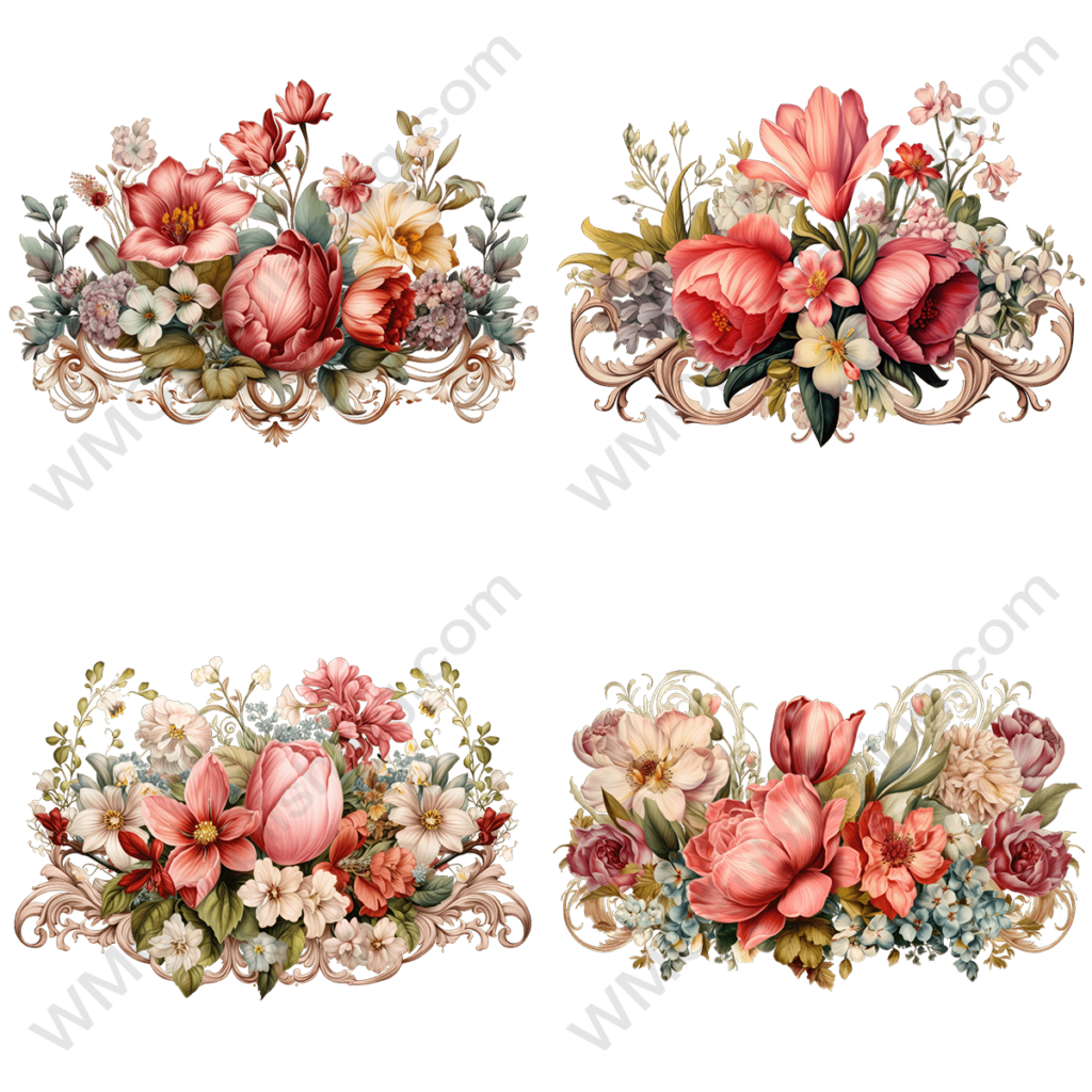 Victorian Watercolor Flowers Set 2