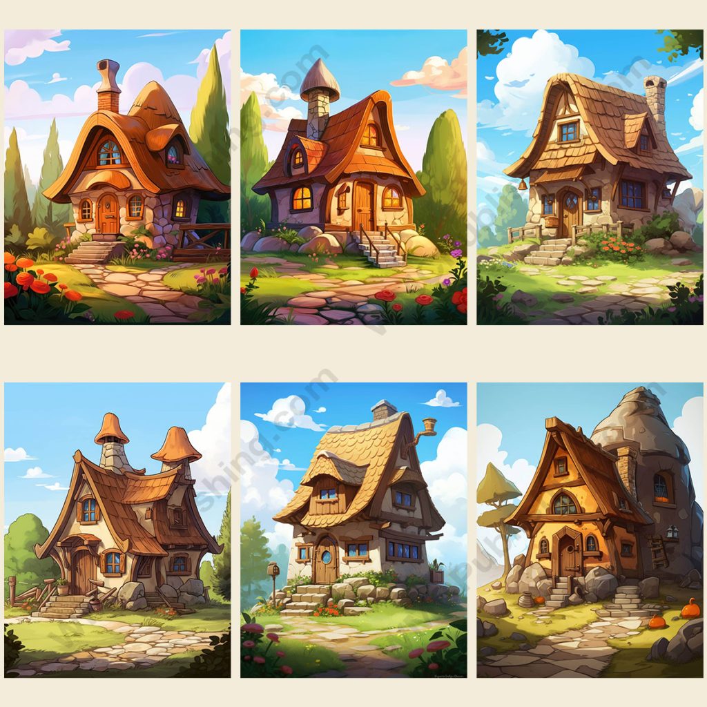 Cartoon Cottages Set 2