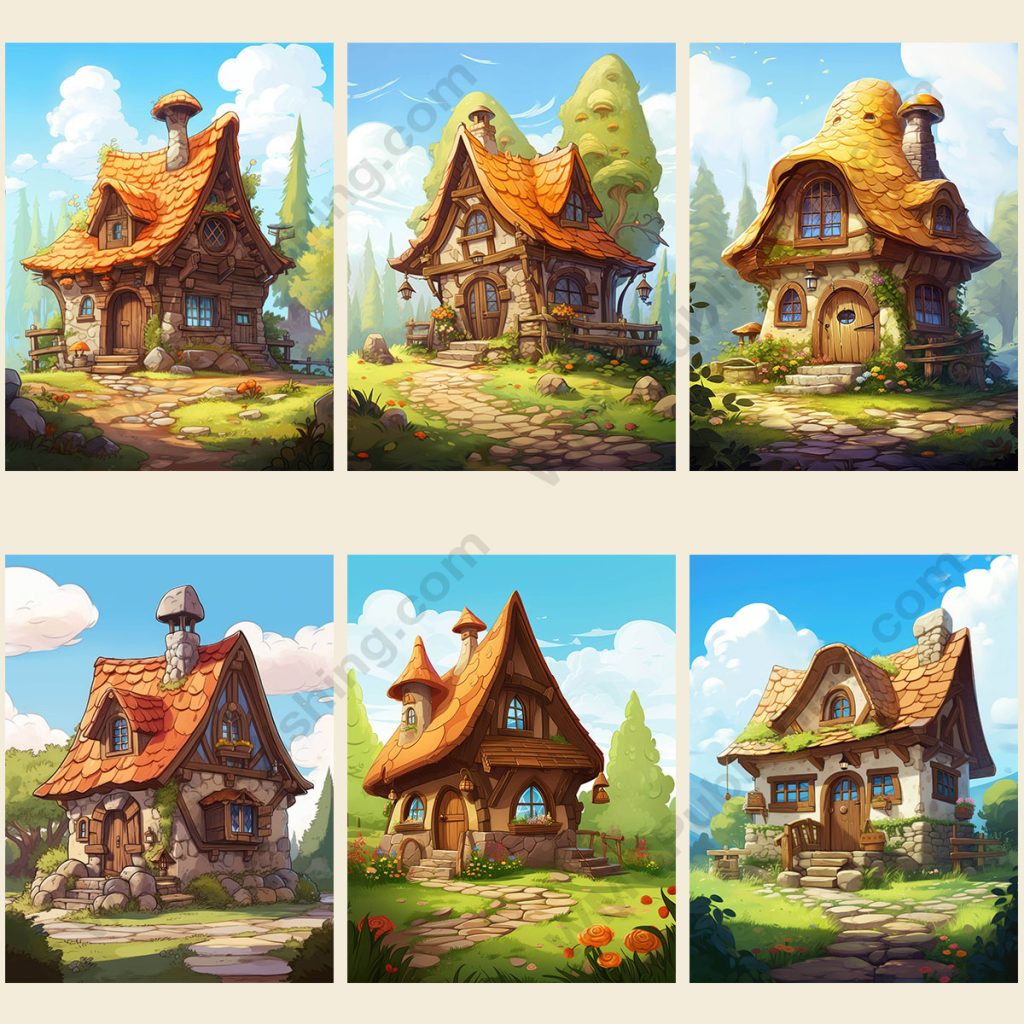 Cartoon Cottages Set 2