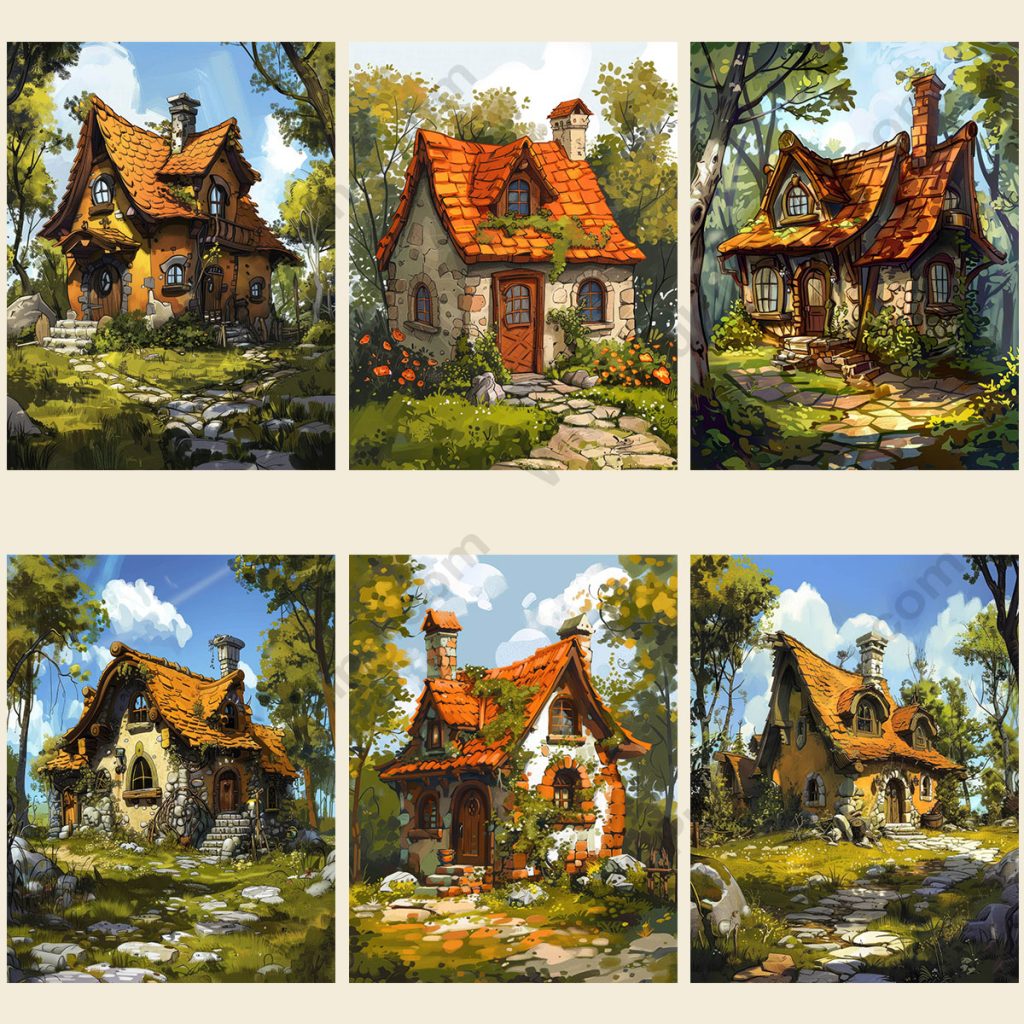 Cartoon Cottages Set 3