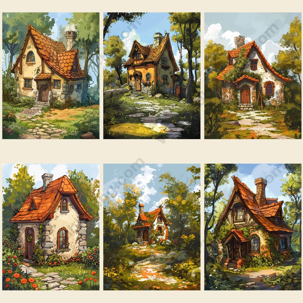 Cartoon Cottages Set 3