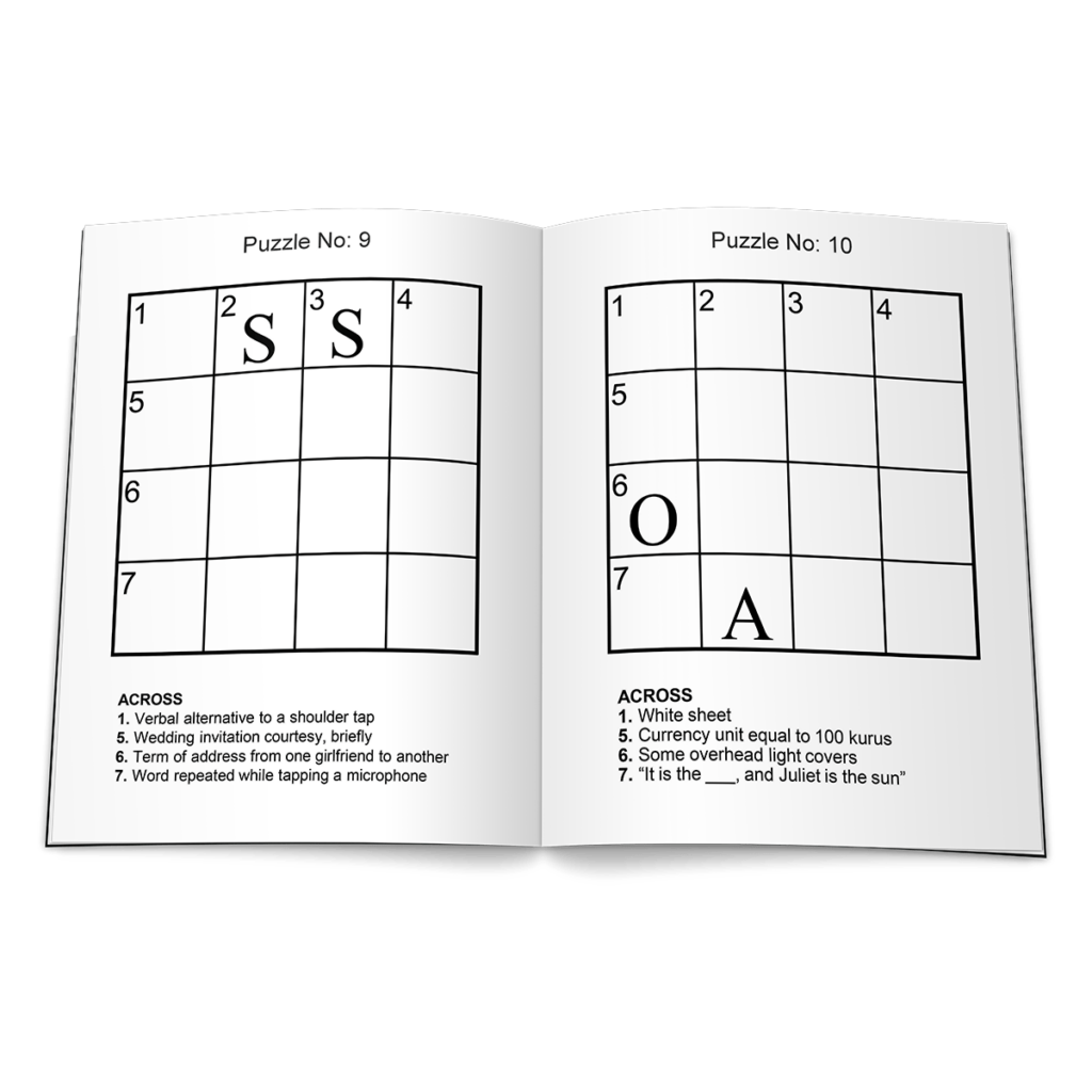 Large Print Word Square Puzzles 4 x 4