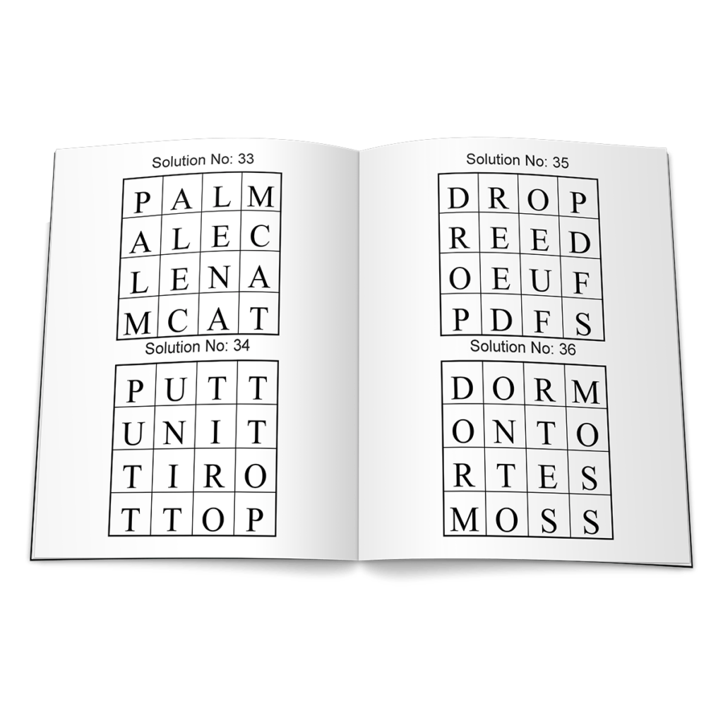 Large Print Word Square Puzzles 4 x 4