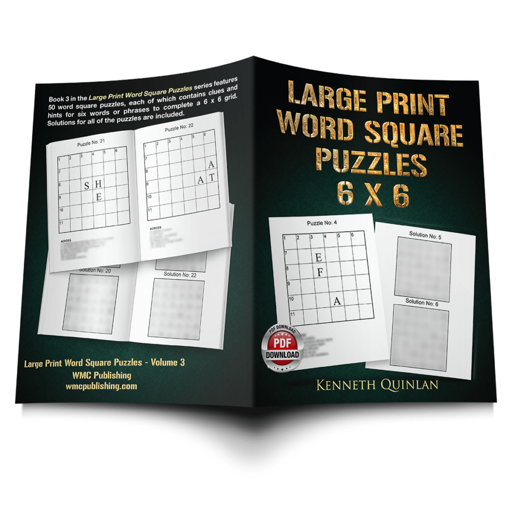 Large Print Word Square Puzzles 6 x 6