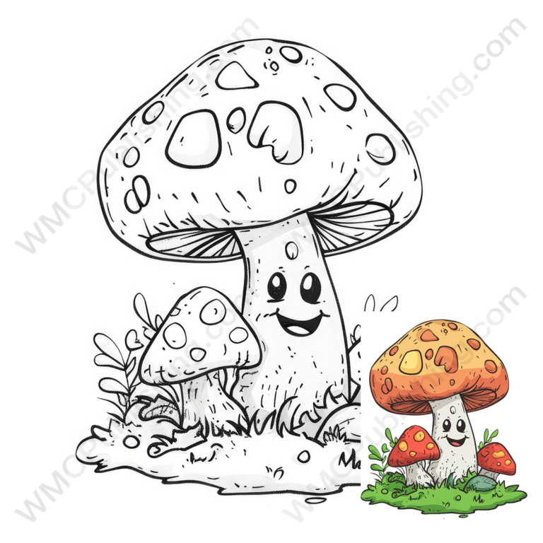 Smiling Mushroom Coloring Page