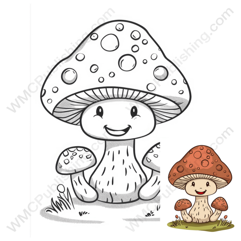 Smiling Mushroom Coloring Page