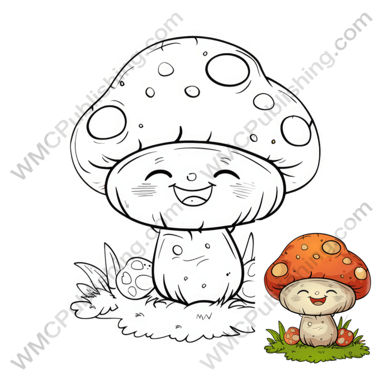Smiling Mushroom Coloring Page