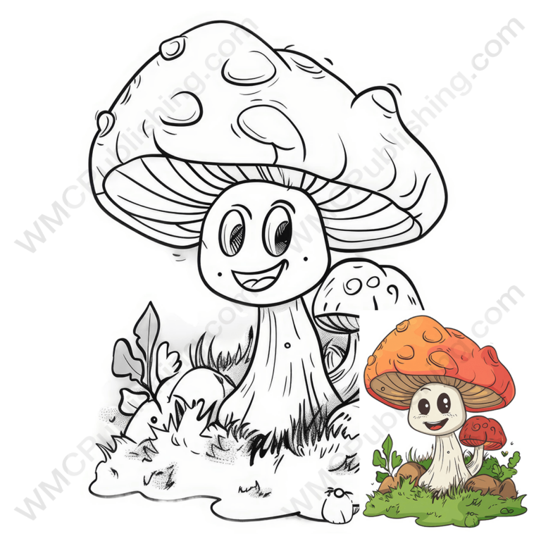 Smiling Mushroom Coloring Page