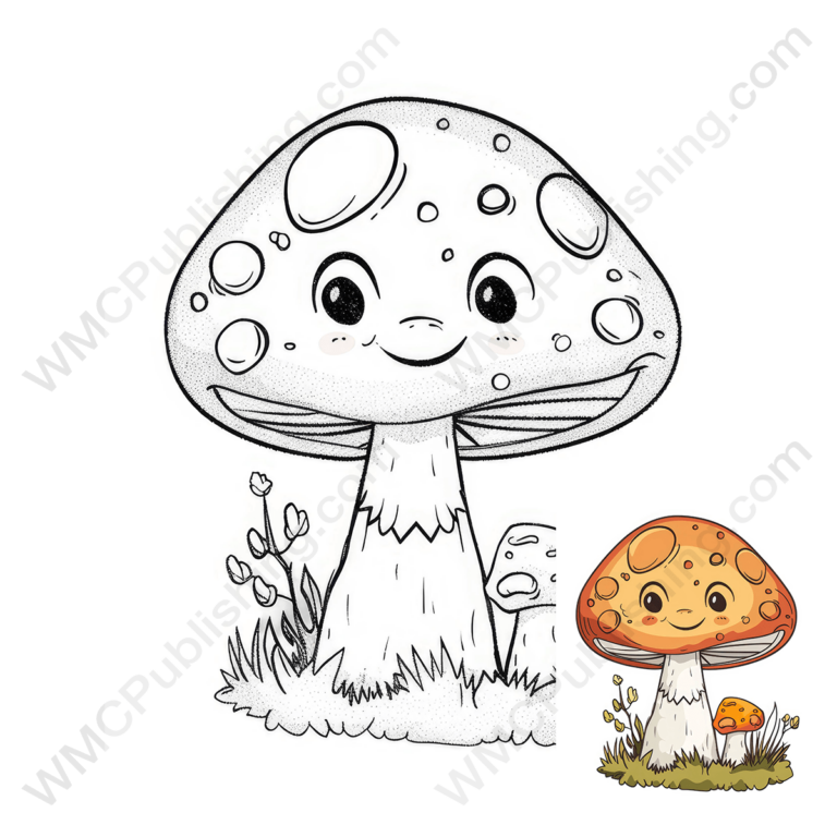 Smiling Mushroom Coloring Page