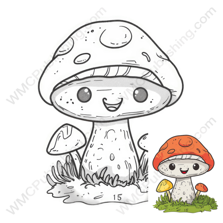 Smiling Mushroom Coloring Page