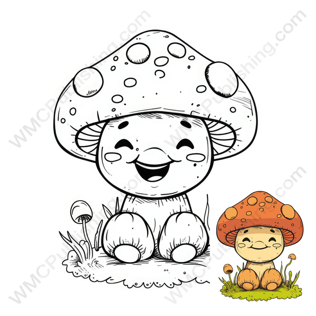 Smiling Mushroom Coloring Page