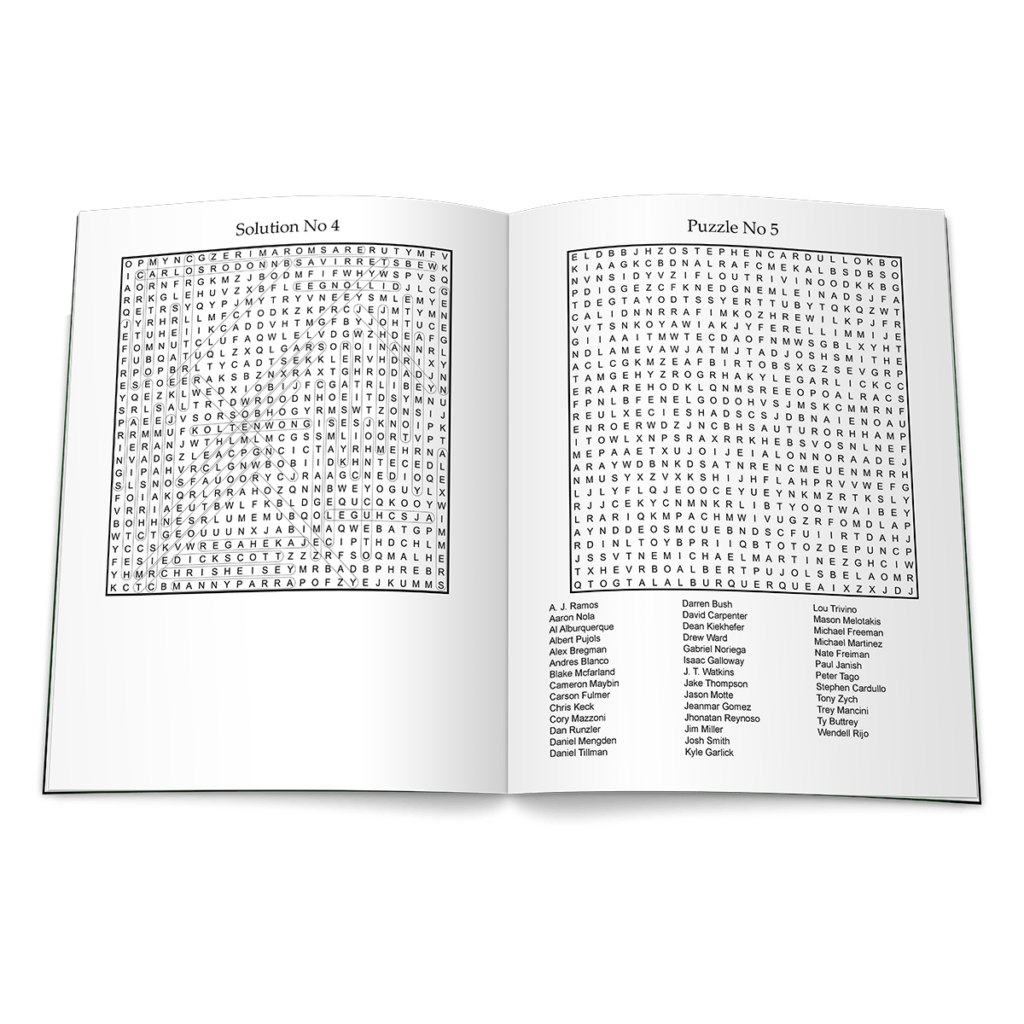 Word Search Puzzles Featuring Major League Baseball Players