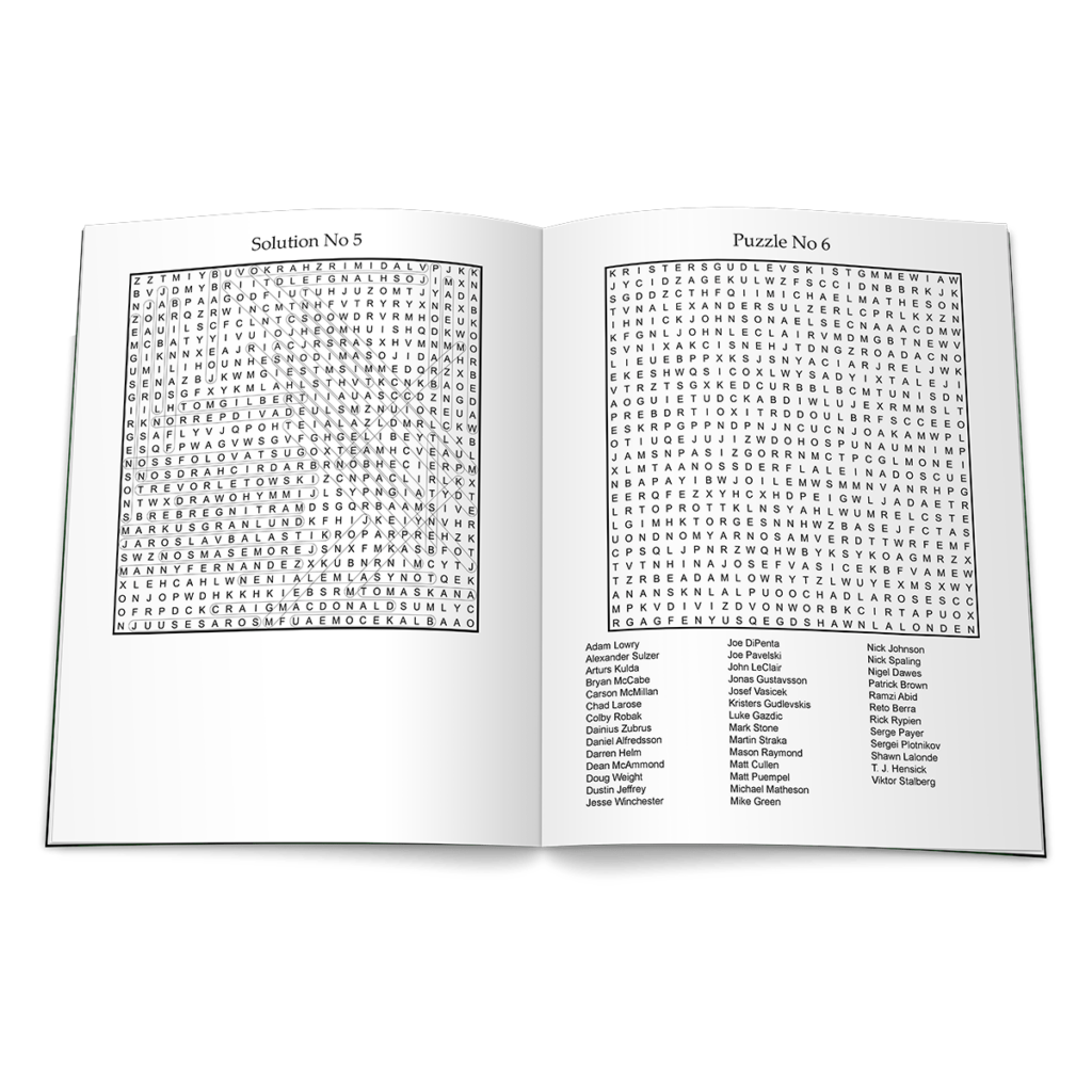 Word Search Puzzles Featuring National Hockey League Players