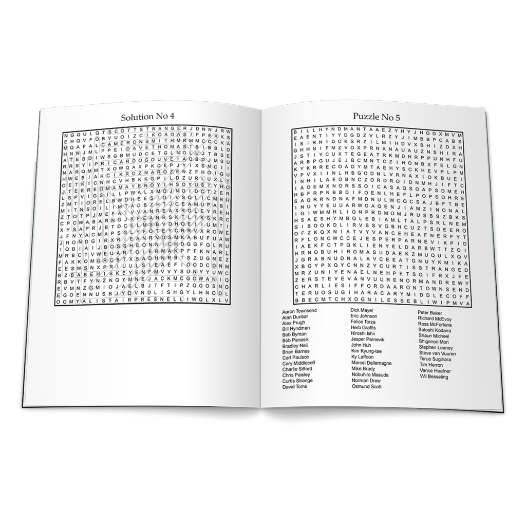 Word Search Puzzles Featuring World Class Golfers