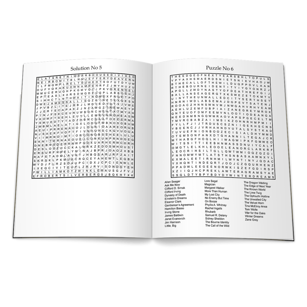 Word Search Puzzles Featuring American Novels And Novelists
