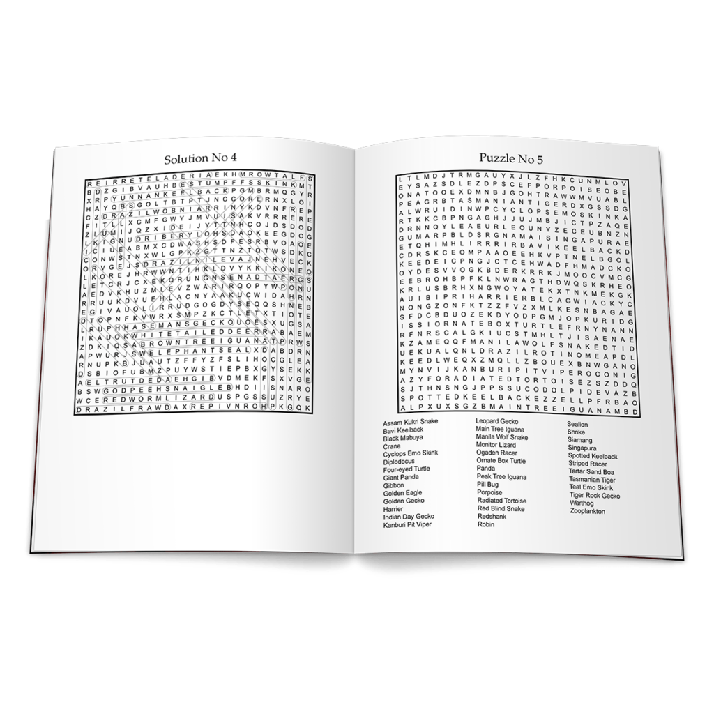 Word Search Puzzles Featuring The Names Of Animals