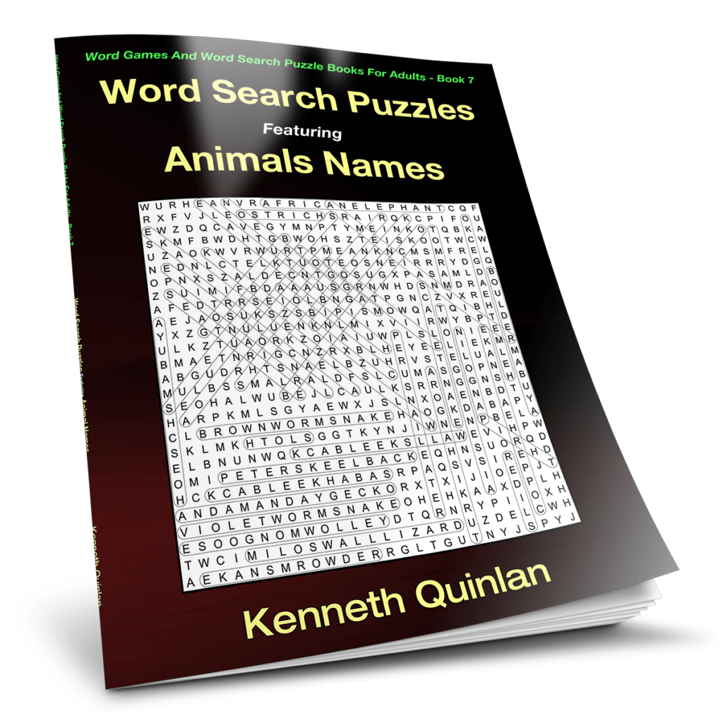Word Search Puzzles Featuring The Names Of Animals