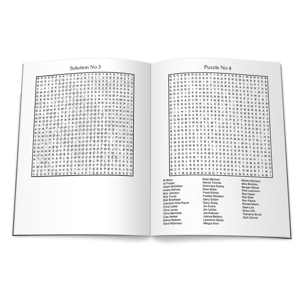 Word Search Puzzles Featuring American Pro Football Players