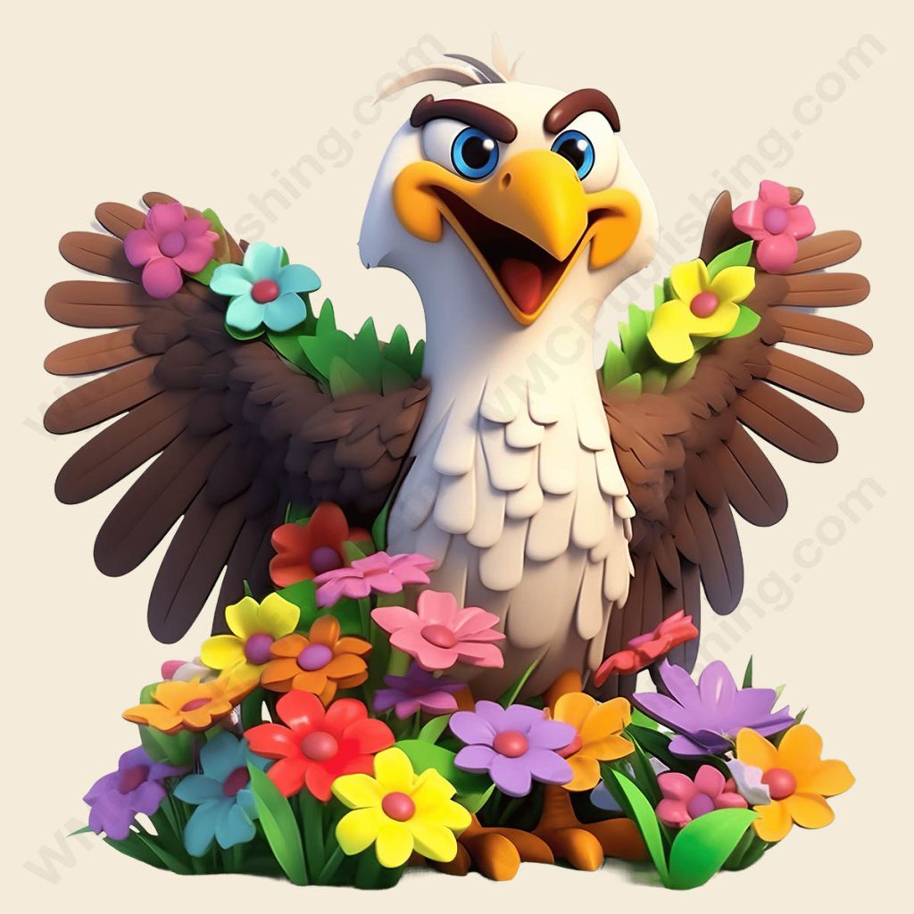 Cartoon African Eagle - Floral