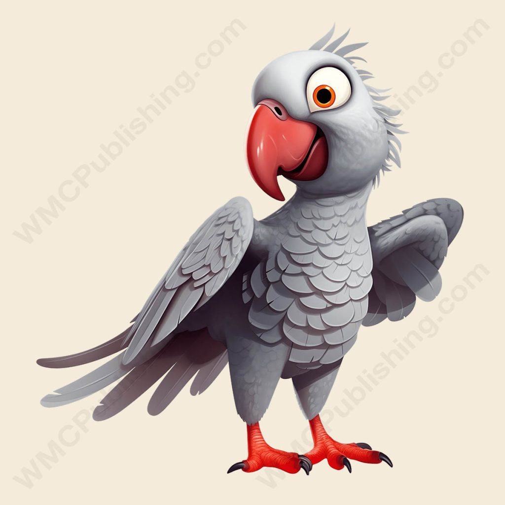 Cartoon African Grey Parrot
