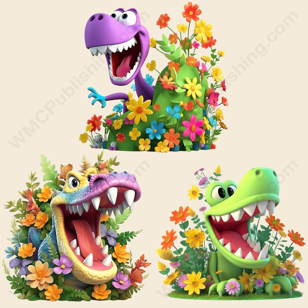 Cartoon Crocodile - Floral