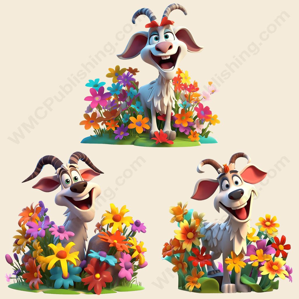 Cartoon Goat - Floral