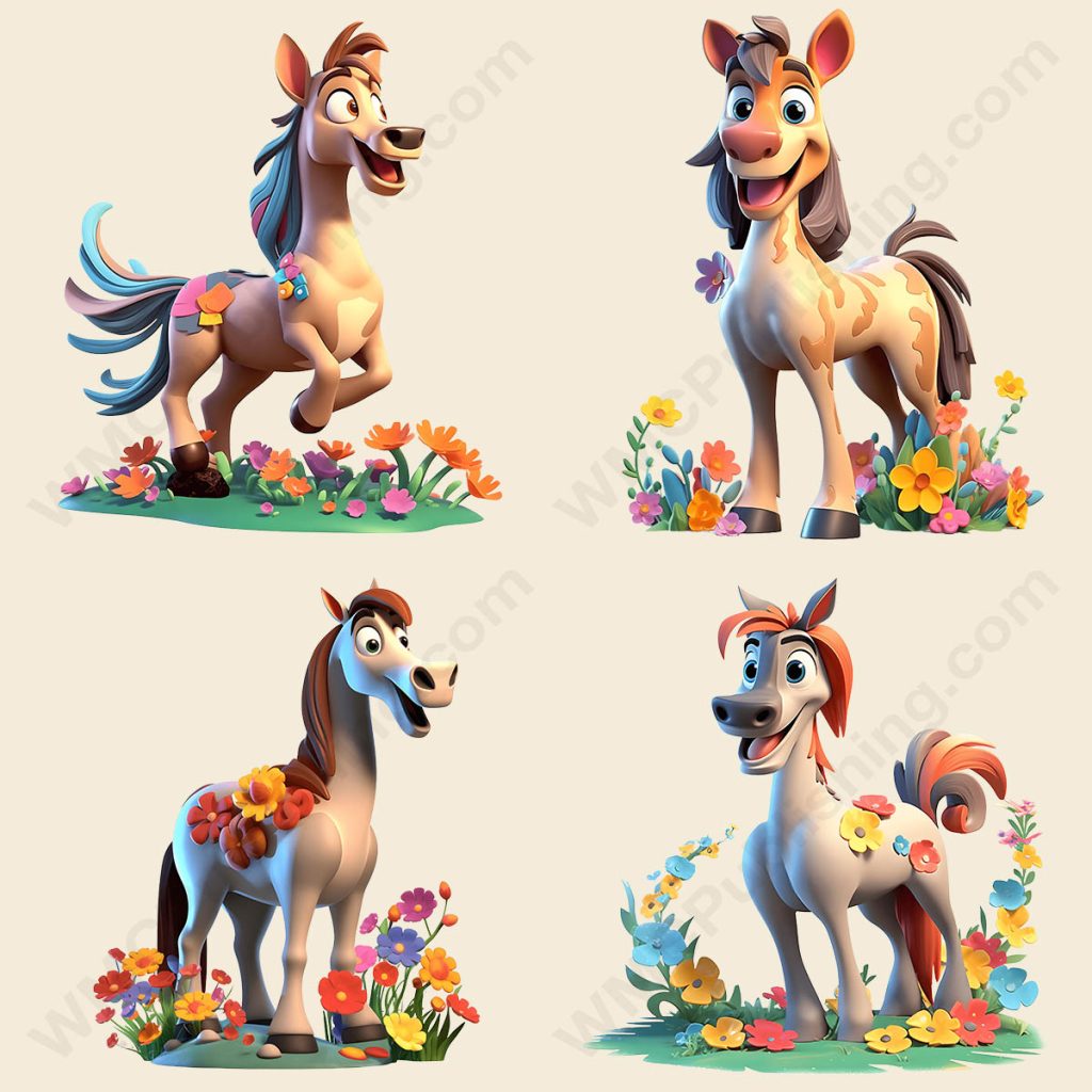 Cartoon Horse - Floral